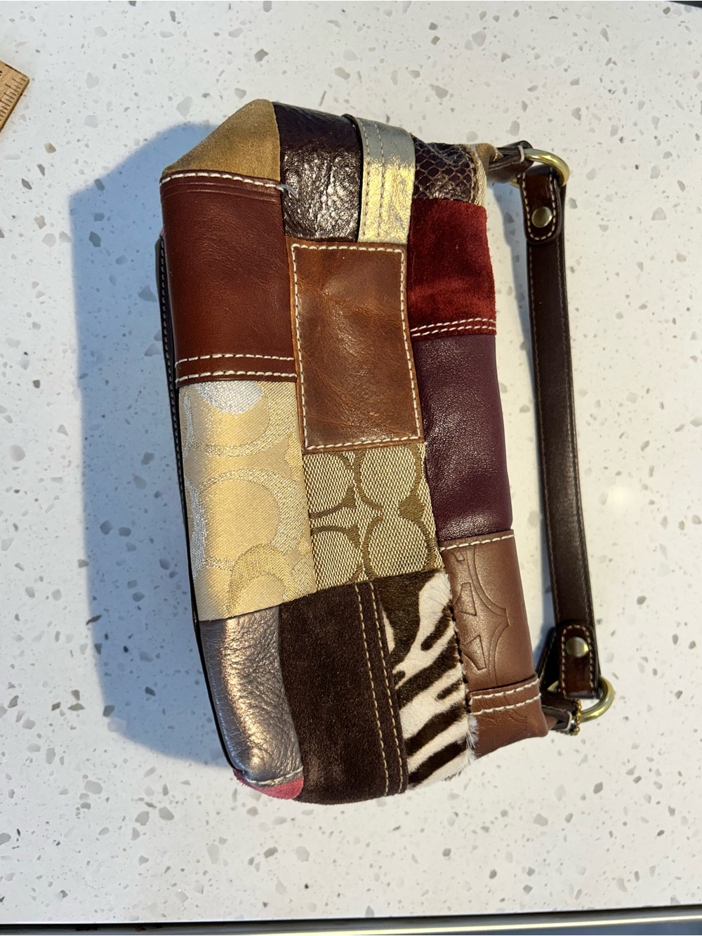 Coach Patchwork Bag - Brown, Burgundy & Cream